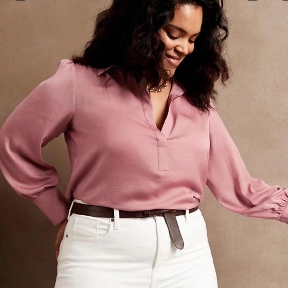 Banana Republic Factory Silky Collar Blouse in Mauve NWT